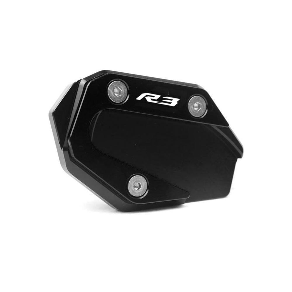 CNC Ständer Fuß Seitenständer Verlängerung Pad für YZF-R3 R25 2015-2020 | Motorrad Seitenständer Vergrößerung (Schwarz R3