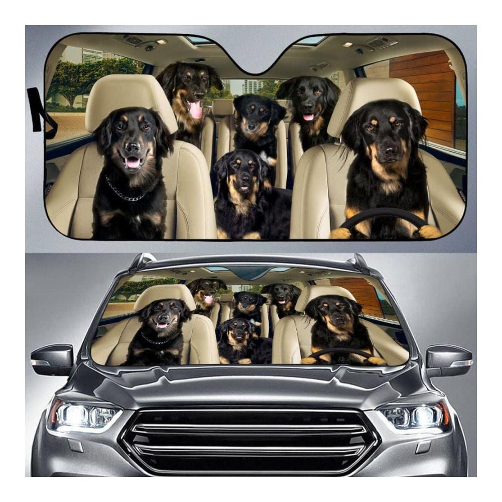 Faltbare Auto Windschutzscheibe Sonnenblende für Hovawart-Hunde | Universal Sonnenschutz für Wagen | Frontscheibe Abdeckung für die Auto Fahrt mit Ihrem Hovawart-Hund | Hovawart-Hundefamilie Zubehör