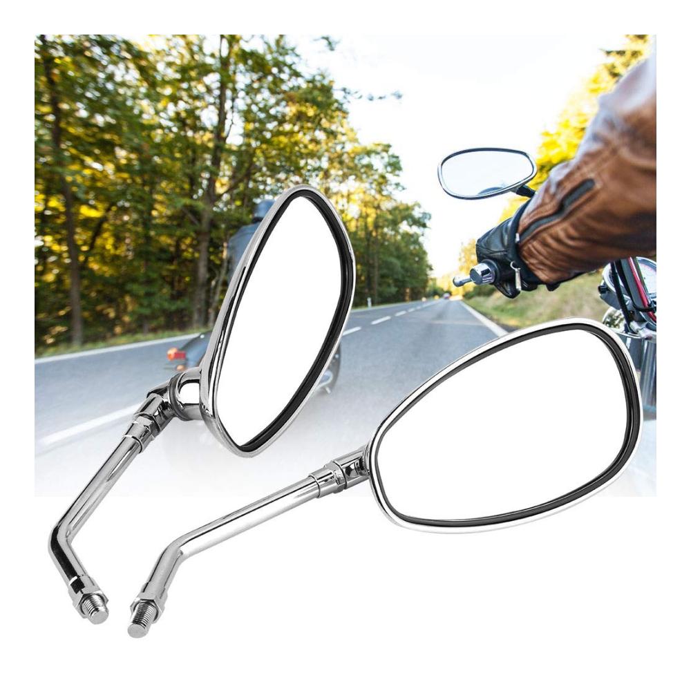 2 Stück Motorrad Seitenspiegel Chrom Rückspiegel für Motorräder verstellbarer Rückspiegel universeller Motorrad Spiegel stilvolles Zubehör für Motorräder