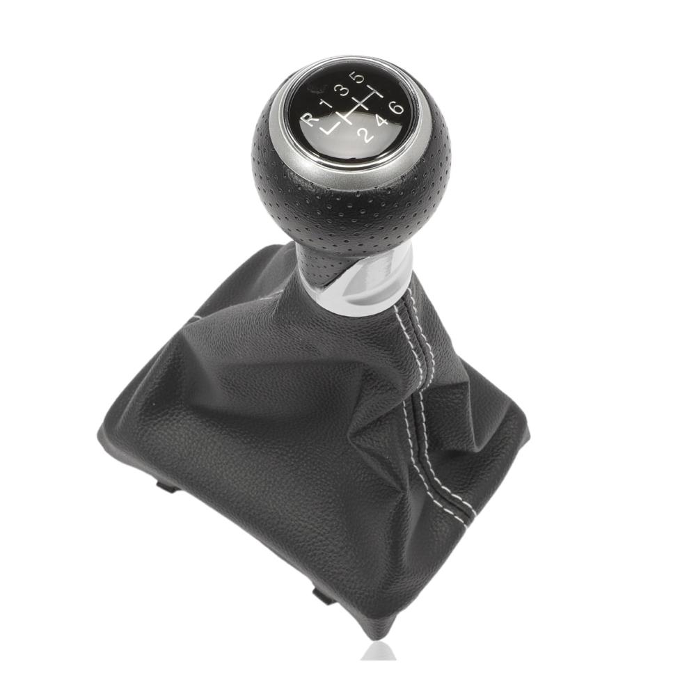 Schalthebelmanschetten Set für Audi A4 A5 Q5 – 6-Gang Schaltknauf perforierter Schaltsack und Rahmen mit weißer Naht Hochwertige Schaltmanschette