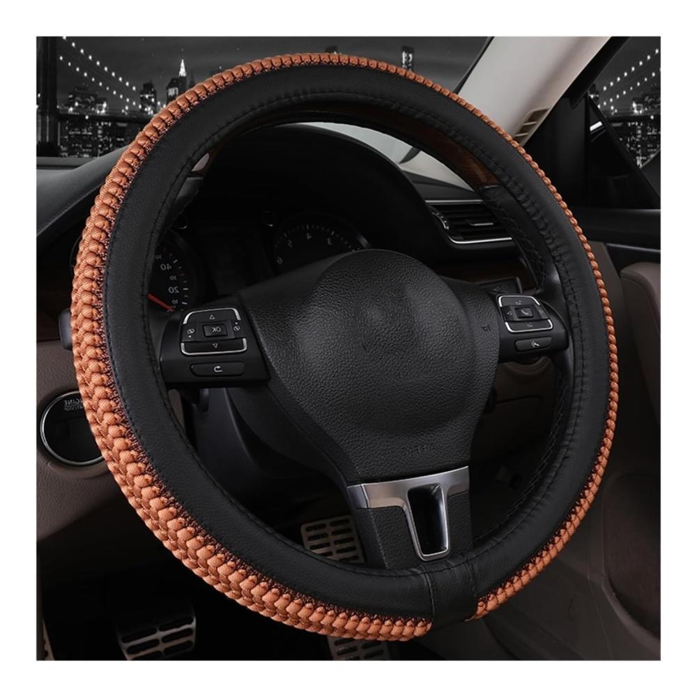 Ice Silk Lenkradhülle für Auto – Sportliches Car Styling Universal für Männer und Frauen Durchmesser anpassbar Kaffee Farbe Hochwertiger Schutz und Komfort