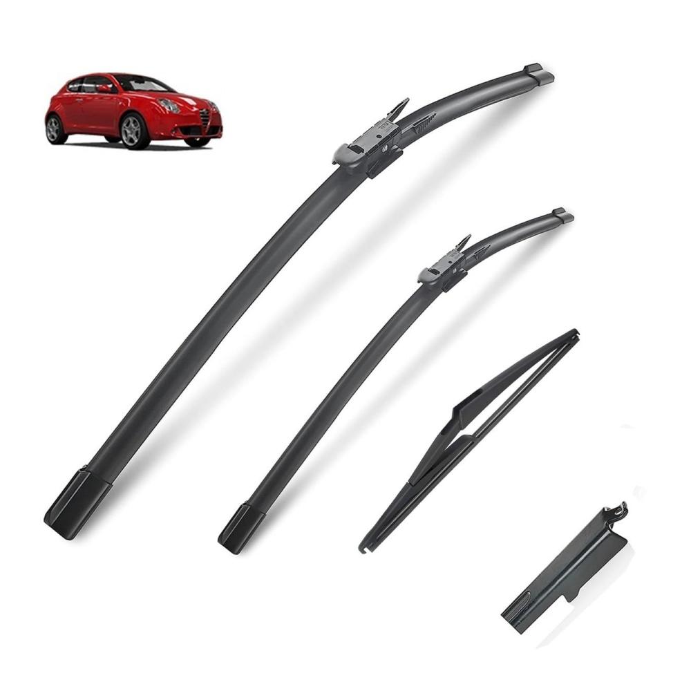 Ersatzwischblätter Set für Alfa Romeo MiTo 2008–2018 Regenwischer Vorne & Hinten Allwetter-Wischerblatt Windschutzscheiben-Wischer Autozubehör Cutter 26 15 12