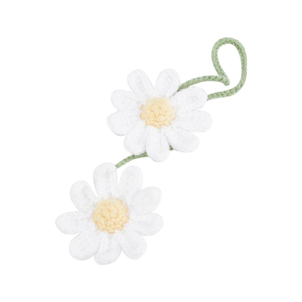 2er Set Auto Innenspiegel Hängezubehör Gänseblümchen Blumen Dekoration – Umweltfreundlich & Grün für stilvolle Auto-Innendekoration Strickbroschen