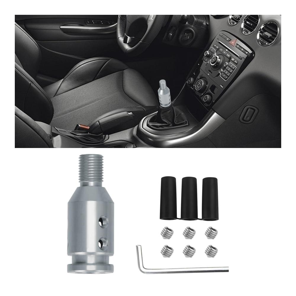 Universal Schaltknauf Adapter aus Aluminium-Legierung für Autos – Schaltknauf Boot Retainer und Gear Stick Connector für nicht-gewindete manuelle Schaltgetriebe (Silber)