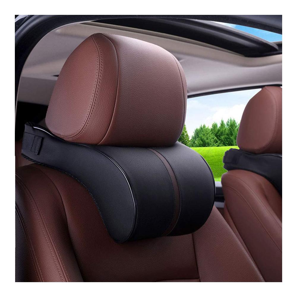 Kindersitz Kopfstütze mit Memory Foam Kopf- und Nackenstütze Lordosenstütze langsam rebound Schwarz - Auto Zubehör für Komfort und Sicherheit