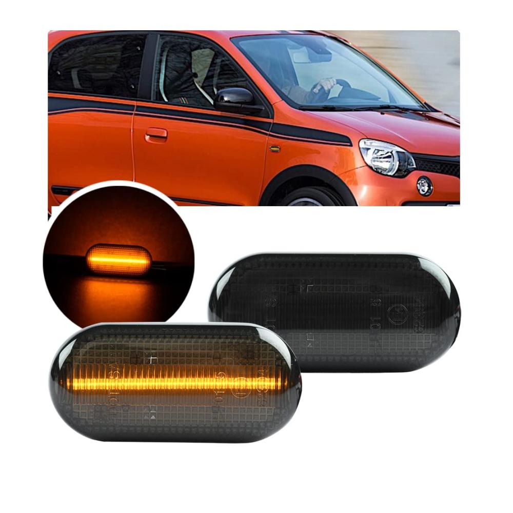 Smoked Lens LED Seitenleuchten Blinker für Renault Megane Clio Nissan Interstar Dacia Logan Duster - Hohe Sichtbarkeit Einfache Installation Wasserdicht - Set mit 2 Stück