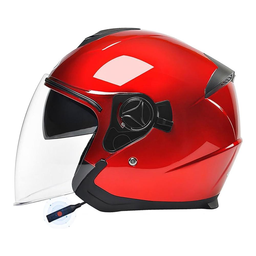 Bluetooth-Jethelm mit offenem Gesicht 3/4-Halbhelm für Motorrad und Vespa mit Visier DOT/ECE-Zulassung für Herren und Damen stylish und sicher