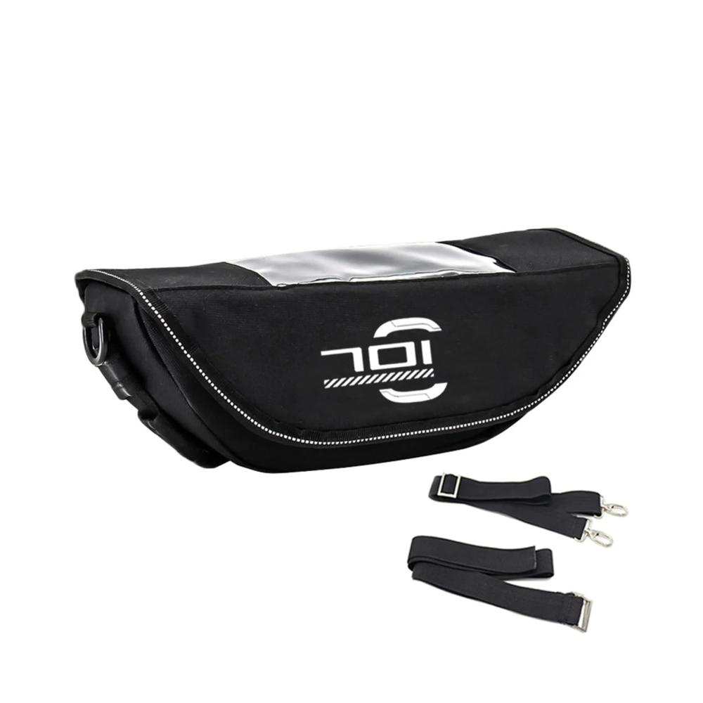 Schwarze Leder Lenkertasche wasserdicht & langlebig ideal für 701 Supermoto & Enduro Motorradzubehör Reise-Werkzeugtasche einfache Insta-Montage