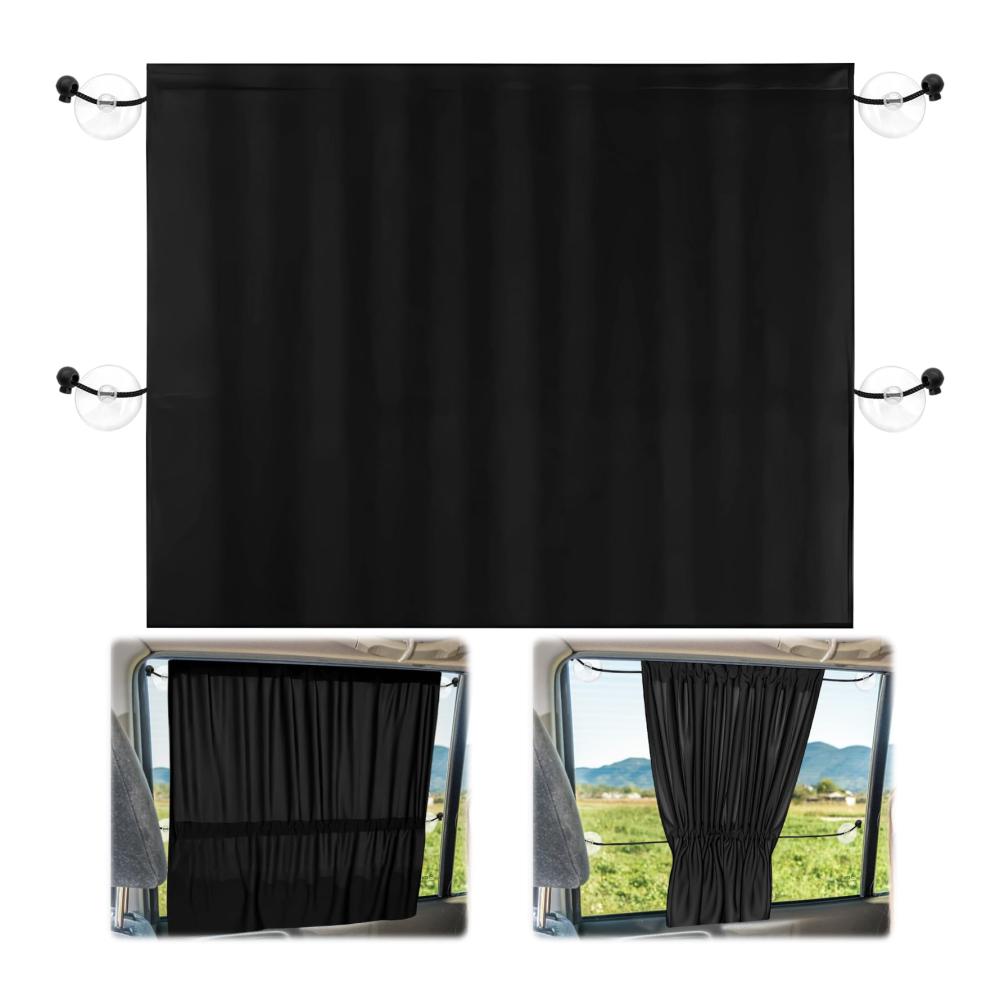 Lets Joy 2 Stück Auto Sonnenschutz Seitenscheibe 65 x 50cm UV Schutz Wärmeisoliert mit Vorhang und Saugnäpfen Universeller Autofenster Schatten