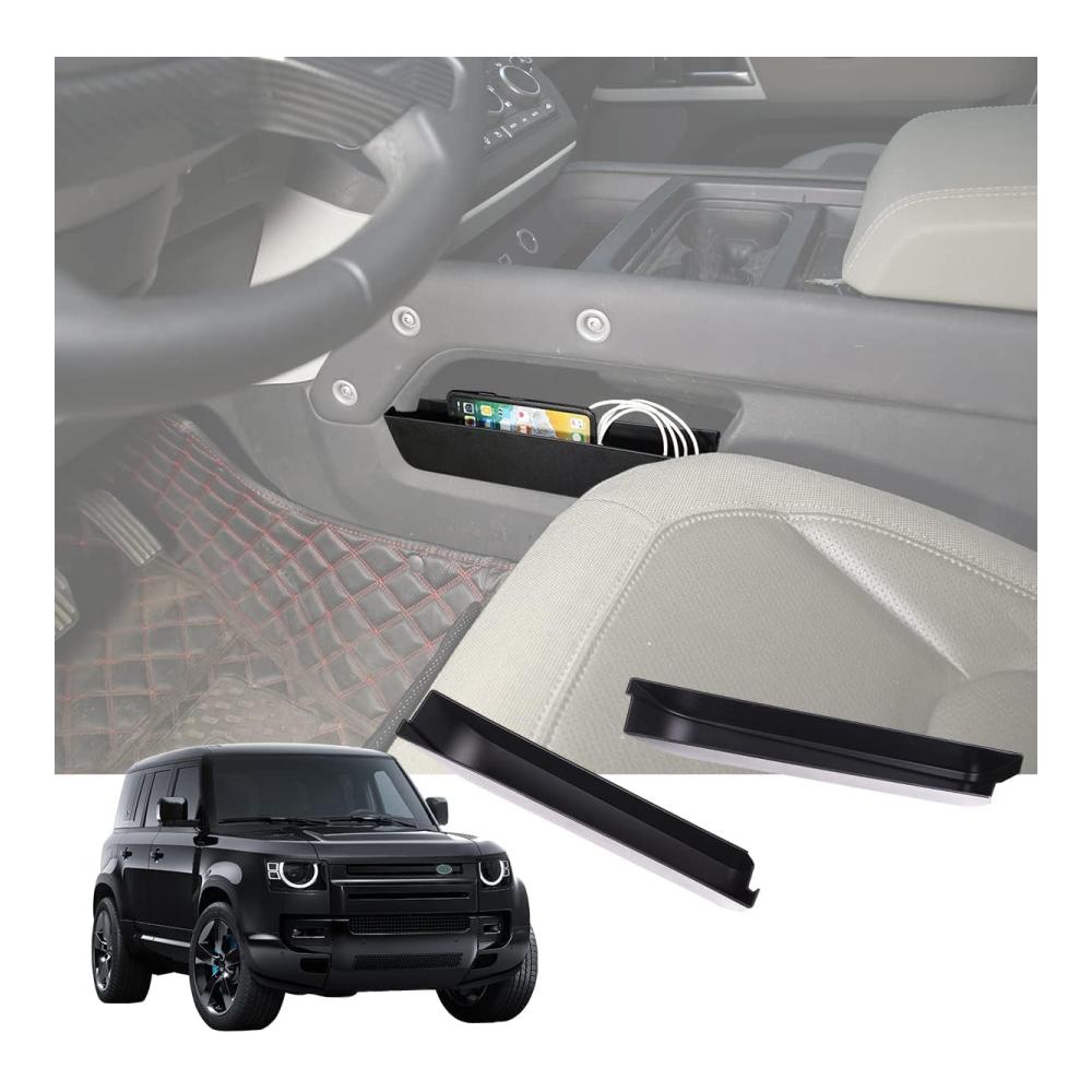 Handschuhfach-Organizer ABS Schwarz für L@nd Rover Defender 90 110 130 (2020-2024) - Auto Aufbewahrungsbox Gear Shift Console Side Tray Innenraum Zubehör