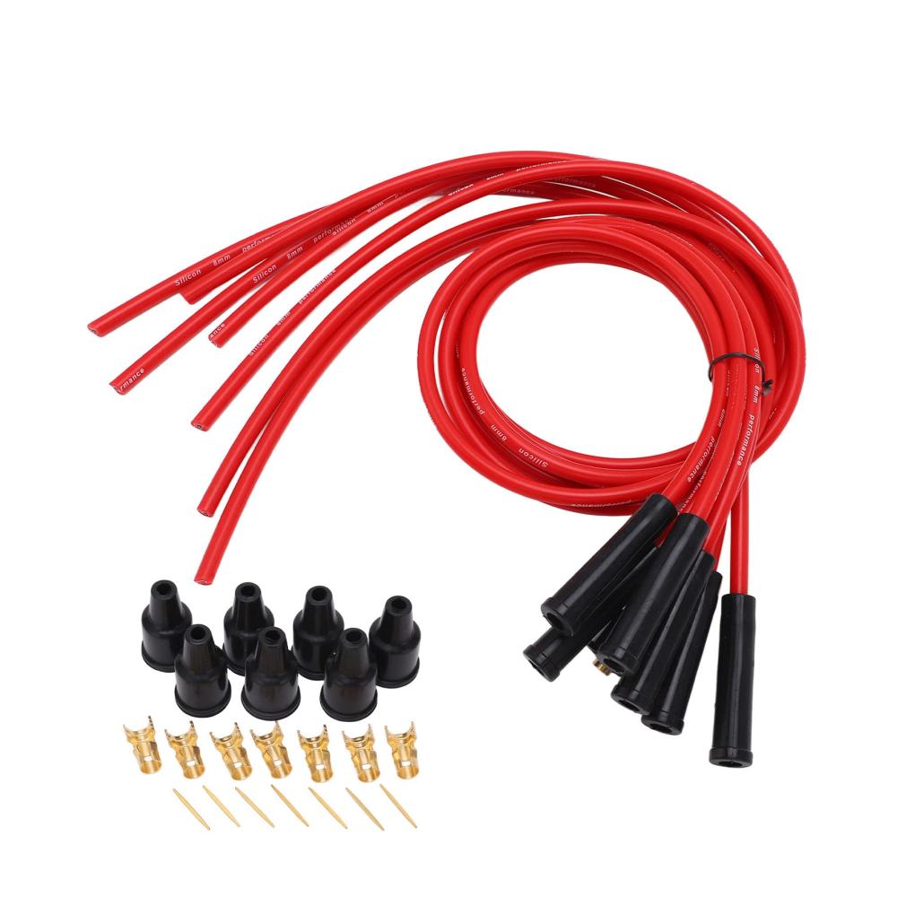 Zündkerzen Set mit Zündkabel 8mm Durchmesser 1M Länge Rot für 6 Zylinder Oldtimer – Hochwertige Zündkerzen und Zündkabel für klassische Fahrzeuge