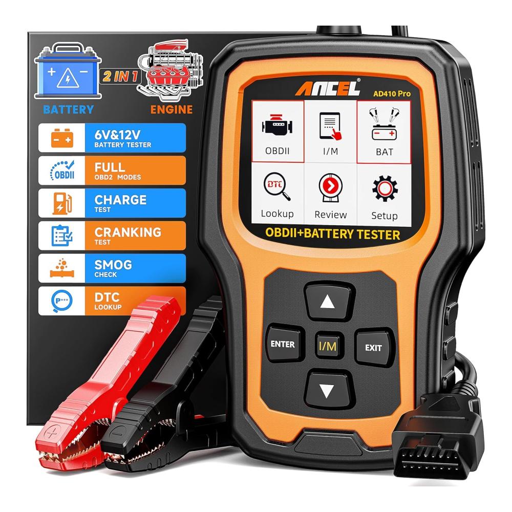 AD410PRO OBD2 Diagnosegerät & Batterietester 2-in-1 | Universal KFZ-Fehlercode-Lesegerät mit OBDII Funktionen 6V/12V Batterietests & 24V Starttests