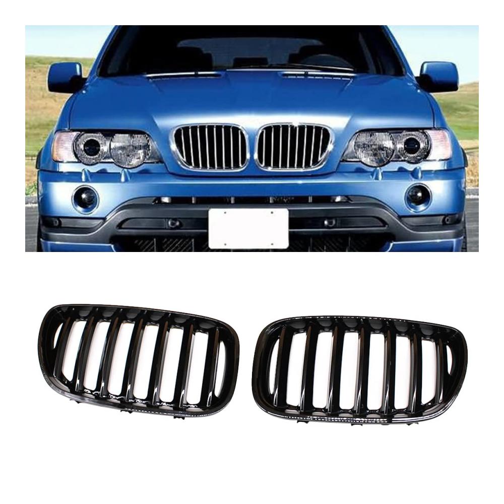 Front Kühlergrille für BMW E53 X5 2004-2006 | Sportgrills Haubengrill in Gloss Black | Single Slat Design für optimales Car Styling