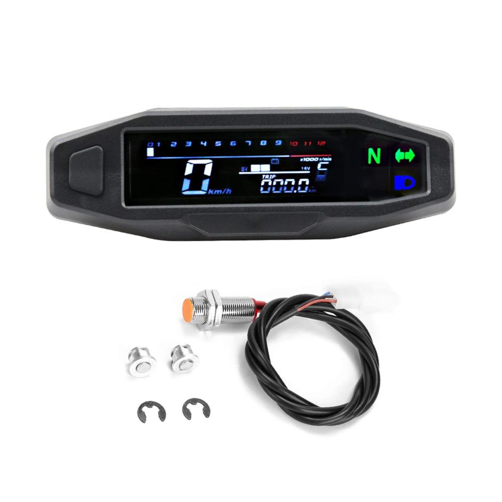 Drehzahlmesser für Motorräder - Digitales Tachometer mit LCD-Display Blinker & Kilometerzähler