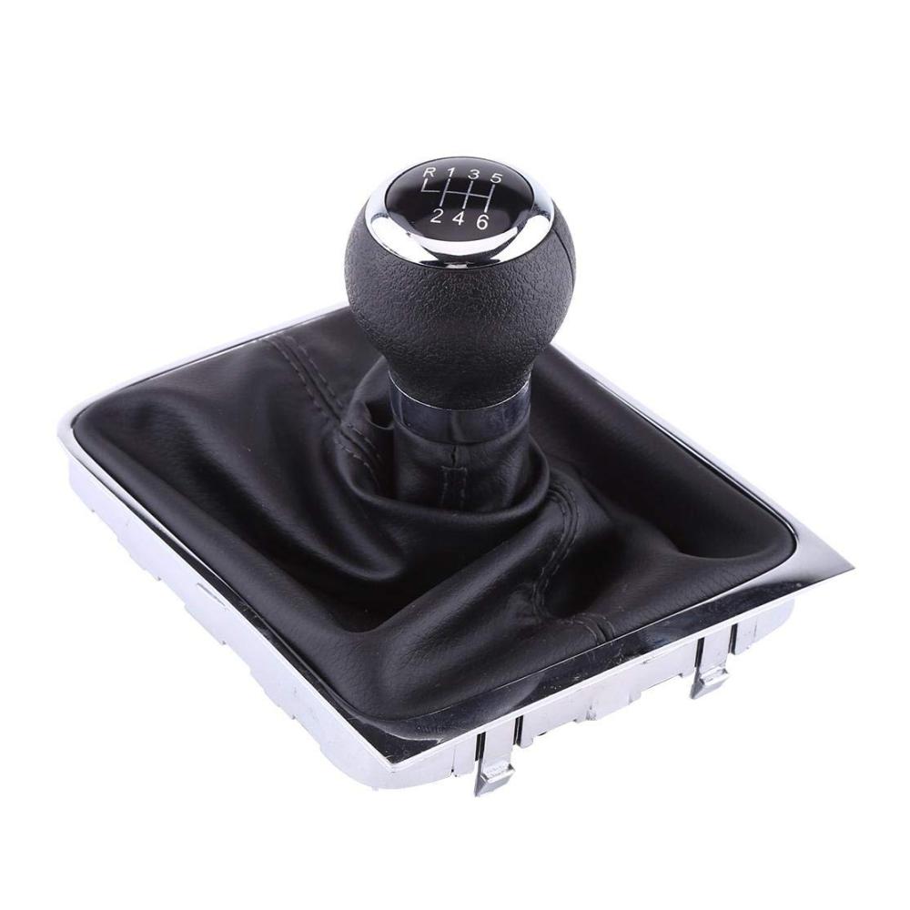Outbit Schaltknauf Set mit Schaltmanschette und Gamaschenmanschetten – 6-Gang Schalthebelabdeckungsset für VW B6 2005–2012 inklusive Rahmenkit