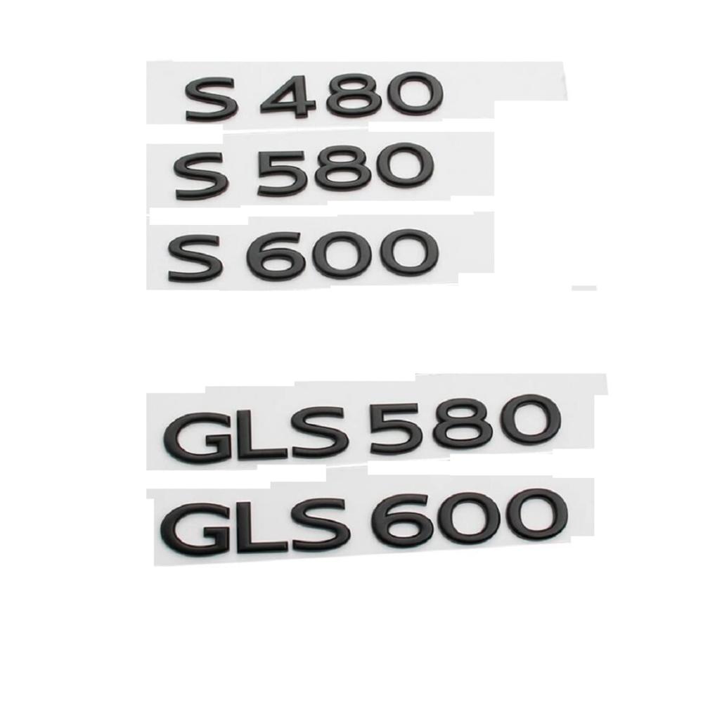 Brillante glänzende schwarze Buchstaben und Zahlen Kofferraum-Embleme für Mercedes Maybach S480 S580 S680 S600 4MATIC - Größenoption GLS580