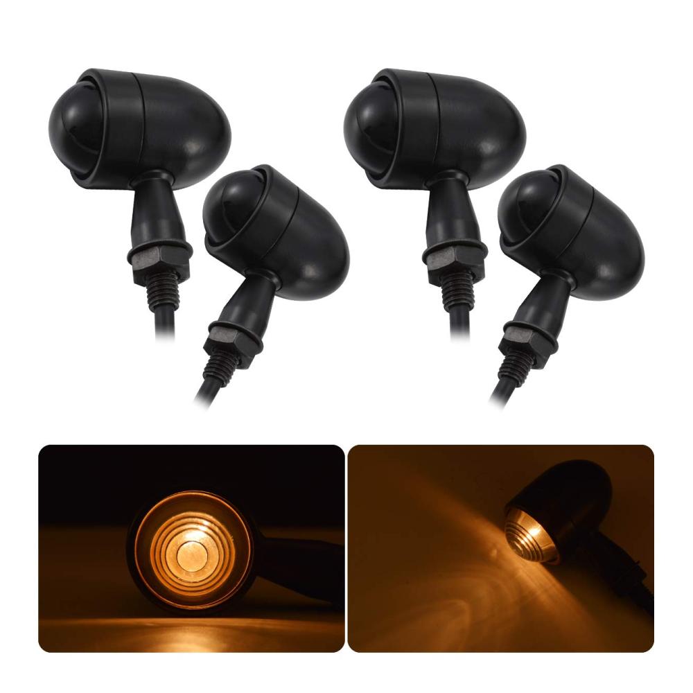 Motorrad-Blinkerleuchten 12V Schwarz 4 Stück für Honda Suzuki Harley Yamaha Straßenmotorräder Sportmotorrad Blinker Universell Passend