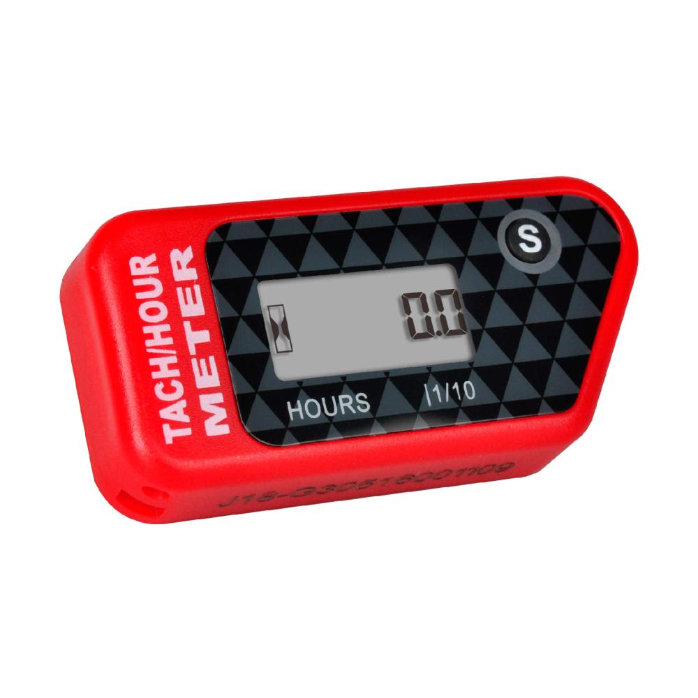 Digitaler LCD Drehzahlmesser Induktiv für Gasmotoren Marine ATV Generatoren Motorräder Rasentraktoren – Wasserdicht Max RPM Anzeige Betriebsstundenzähler