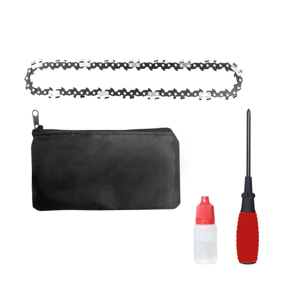 KUZUPRO Kettensätze für Mini Kettensäge mit Werkzeugtasche 1 Flasche Öl 1 Schraubendreher 1 1/4 Kettensägekette für 6 Zoll Säge