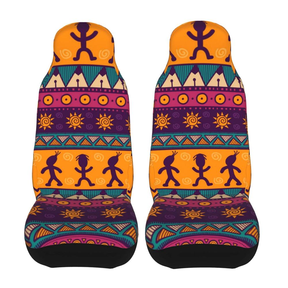 2er Set Sitzbezüge Auto Wasserdichte Schonbezüge mit buntem Stammes-Azteken-Ethnomuster für Wohnmobile und Autos 52x138 cm Universelle Passform