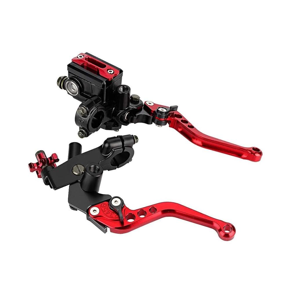 Motorrad Hebelset 1 Paar 7/8 Zoll (22 mm) Universal Kupplungs- & Bremshebel für 50cc Motocross und Motorräder – Rote Brems- & Kupplungsgriffe