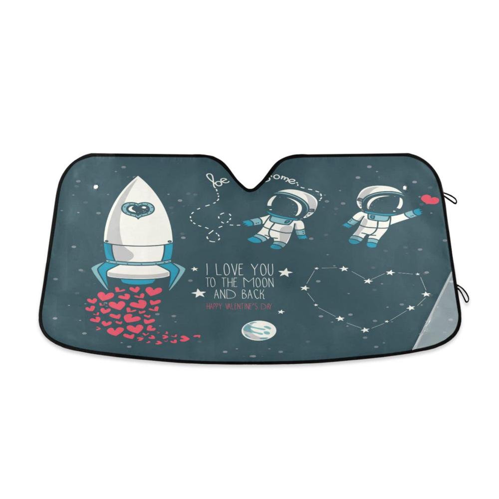 Auto Sonnenschutz Seitenscheibe Tag der Liebe Astronauten Bedruckt - Personalisiert Universell für Autos Fenster Sonnenschutz für Haustiere und Kinder M