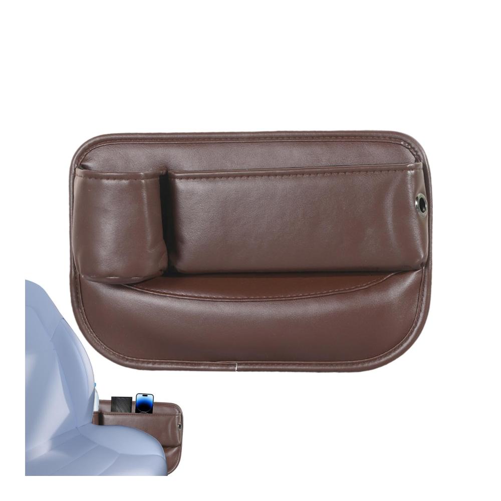 Eleganter Auto-Getränkehalter aus Leder mit Intervall-Aufbewahrungsbox für Brillen und große Aufbewahrungsbox | Sitz-Intervall-Tasche für zusätzlichen Stauraum
