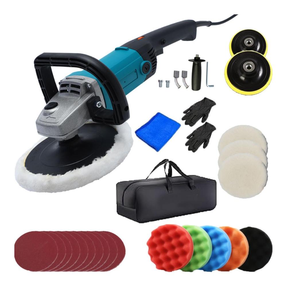 Auto-Poliermaschine 1200 W mit 6 variablen Geschwindigkeiten D-Griff & seitlichem Griff – Perfekt für Polieren Wachsen & Schleifen von Fahrzeugen