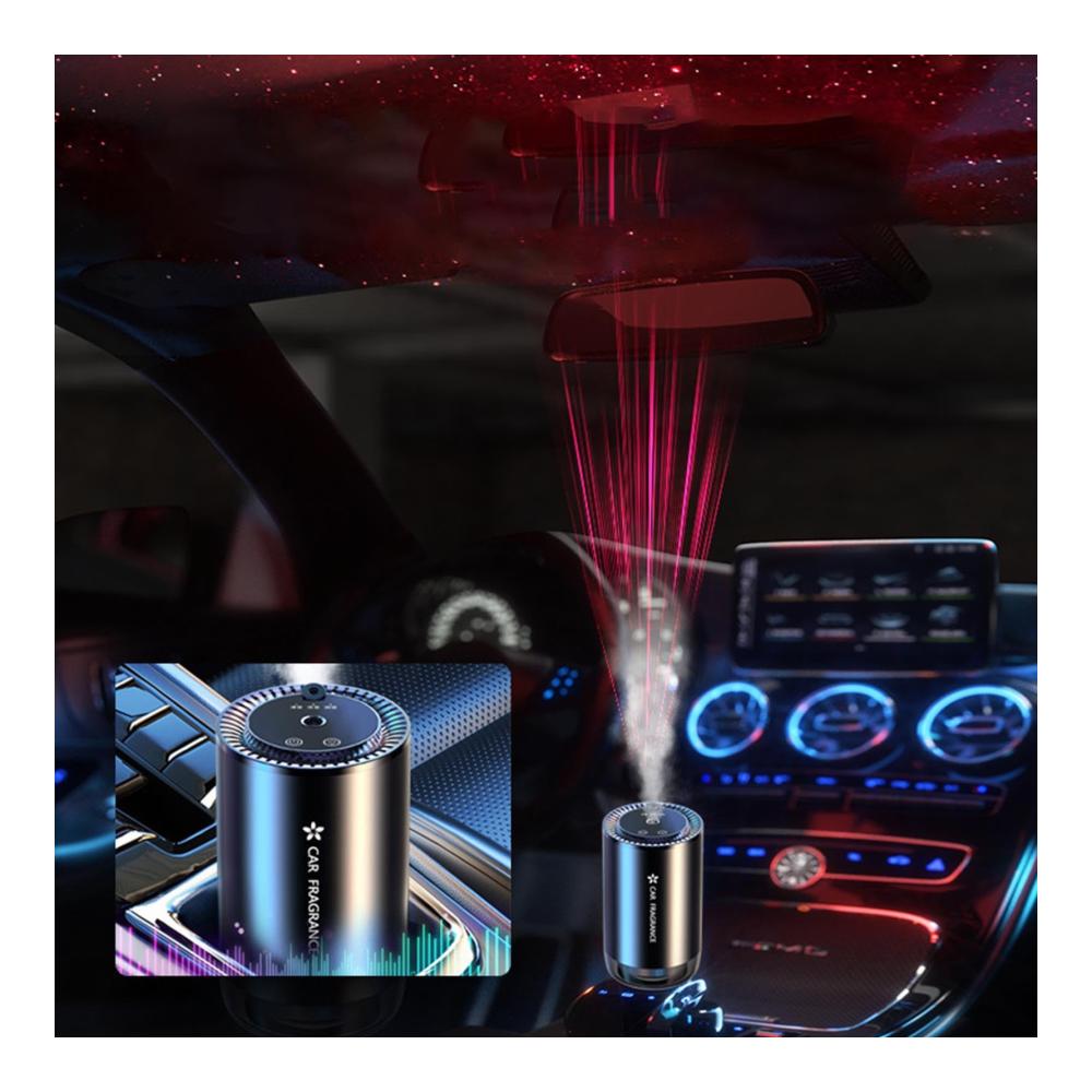 Mini Lufterfrischer für Auto und Zuhause - Einstellbare Konzentration Ätherische Öle Diffusor mit Sternenhimmel-Projektion - Auto Aromatherapie Zubehör ideales Männergeschenk