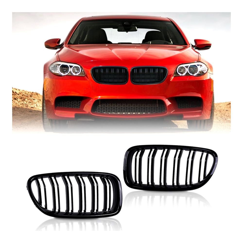 BMW F10 Kühlergrill Schwarz 2 Stück Front- & Nierengrill für BMW 5er F10 F11 F18 M5 2010–2017 518 520 525 528 530 538 545 Zubehör Kühlergrille