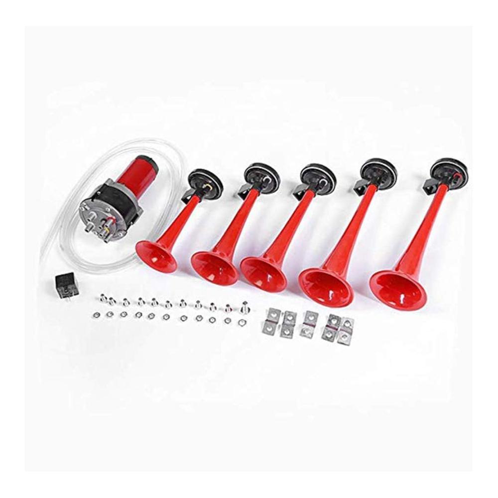 Auto Air Horn 5 Röhren Jazz Musik Hupe 12V Modifiziertes Fünf-Röhren Signalhorn Diskant Pfeife Pumpe Horn für Lkw & Auto
