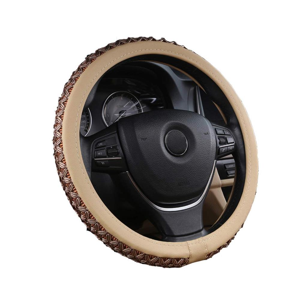 Beige Lenkradhülle für Auto – Anti-Rutsch Sandwich-Stoff Schutzhülle für Autoinnenausstattung Auto Styling Universell passend Eleganter Komfort