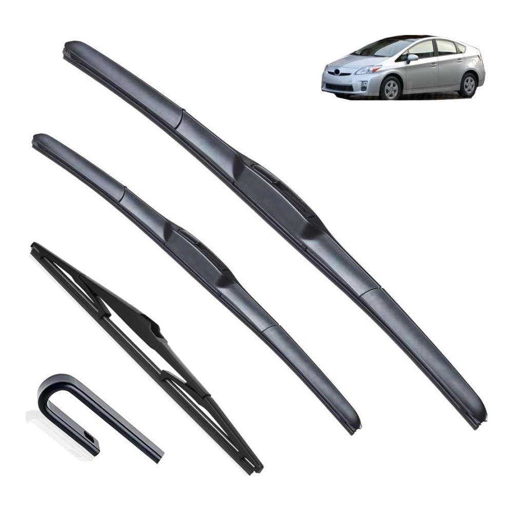 Ersatzwischblätter vorne und hinten kompatibel mit Toyota Prius XW20 XW30 2003–2015 2. & 3. Generation Windschutzscheibe Fenster Autozubehör Nachfüllung