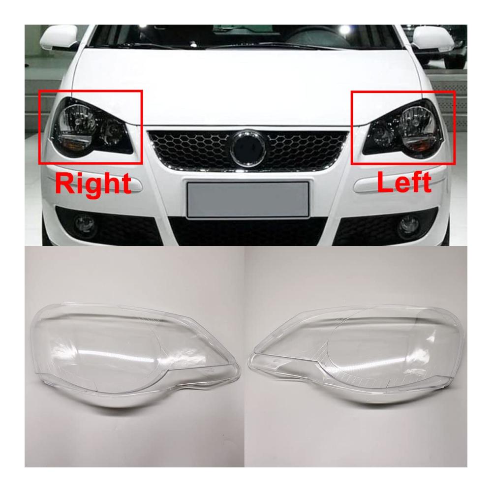 Paar Scheinwerferabdeckungen Transparent für VW Polo 2006-2010 – Lampenschirm Maske Linse für Auto Frontglas Gehäuse Ersatzteile Abdeckung