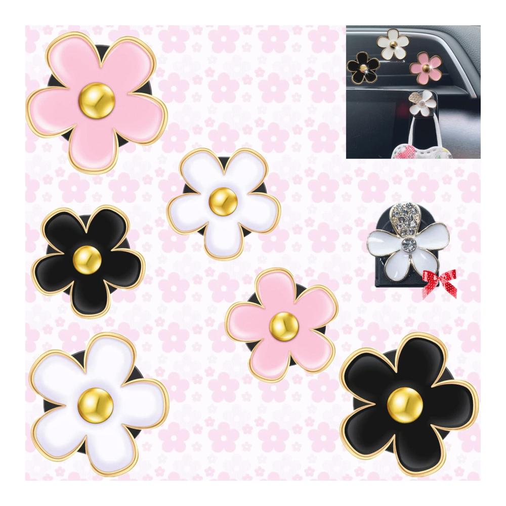 Blumen Auto Lufterfrischer 7 Stück Gänseblümchen Lüftungsclips Duft Zubehör für Klimaanlage Car Air Vent Clips Ostern & Muttertag Geschenk für Frauen