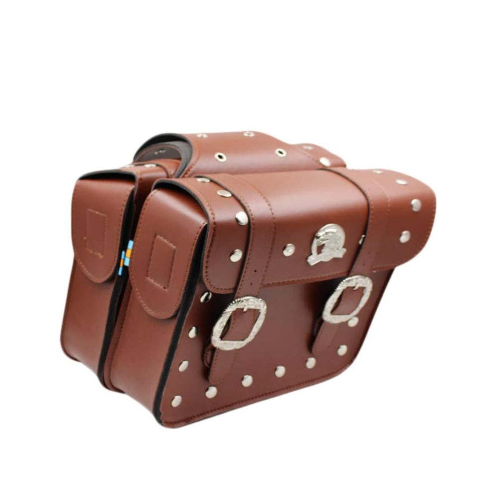 Motorrad-Seitentasche aus Leder Satteltasche Braun 31 x 28 x 11 cm robustes Kit für Motorräder stylische und funktionale Seitentasche für Biker