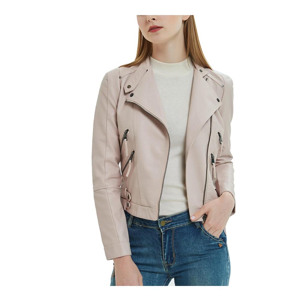 Damen Lederjacke Kurz Elegant Oversize Echtleder Herbst Winter Mode Bikerjacke Kunstleder Blouson Pilotenjacke Vegan Waterproof Schwarz Blau Rot