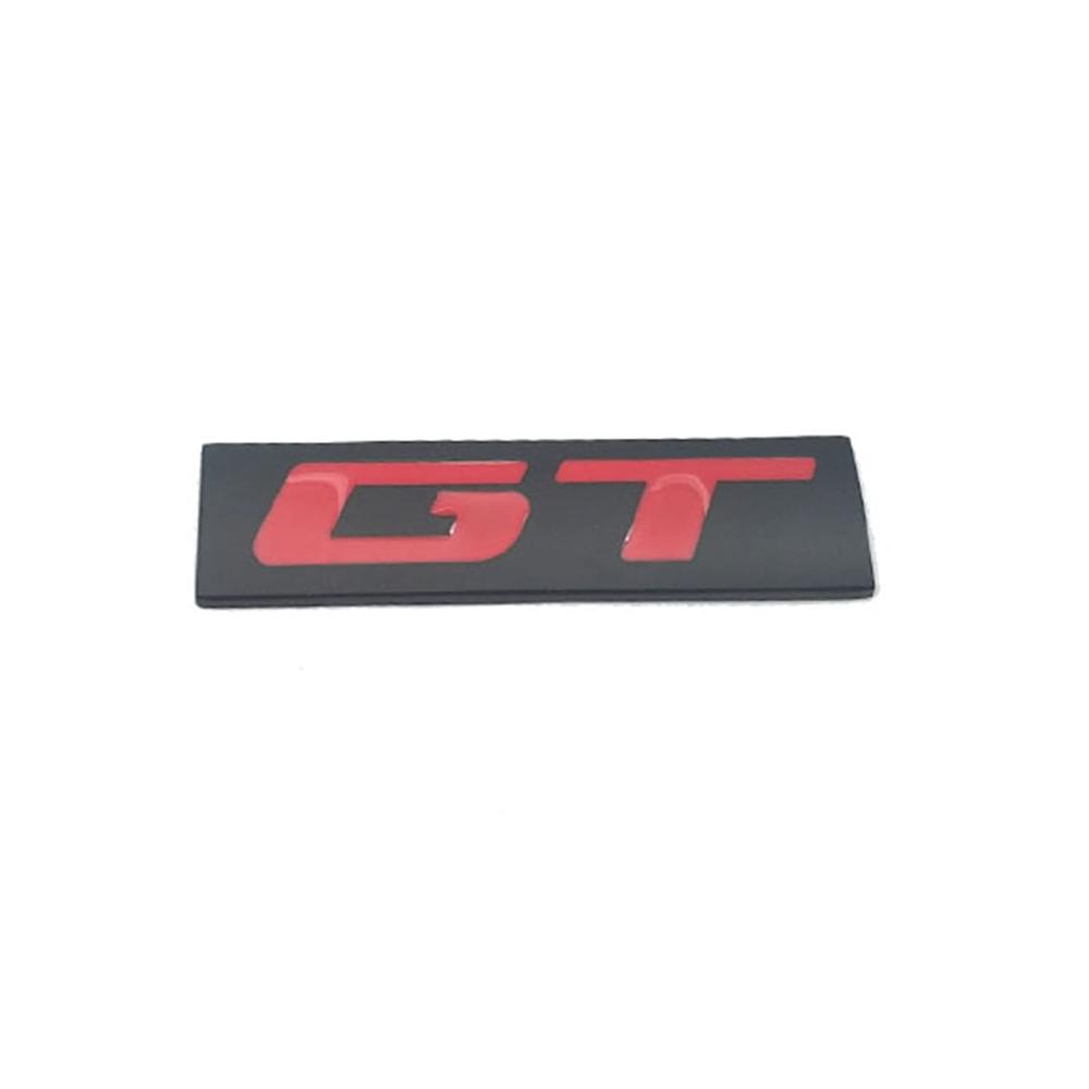 LORIER Auto Emblem Gt Logo Badge Aufkleber in Schwarz mit Rot – Metal Auto Styling Logoaufkleber für Mustang Fahrzeug-Autoaufkleber Dekoratives Emblem