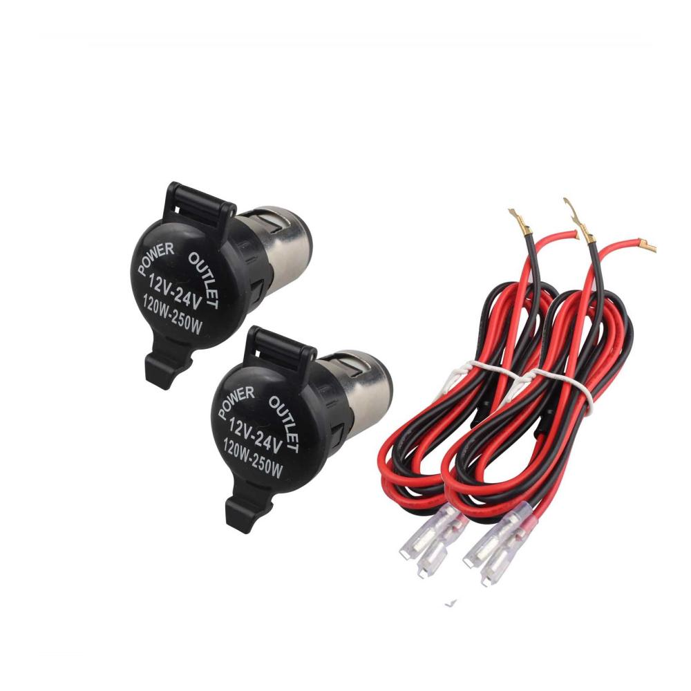 2er Set Universal Zigarettenanzünder Stecker 12V-24V Wasserdicht 120W mit 1m Kabel und 10A Sicherung Auto Zigarettenanzünder Anschluss für Fahrzeug