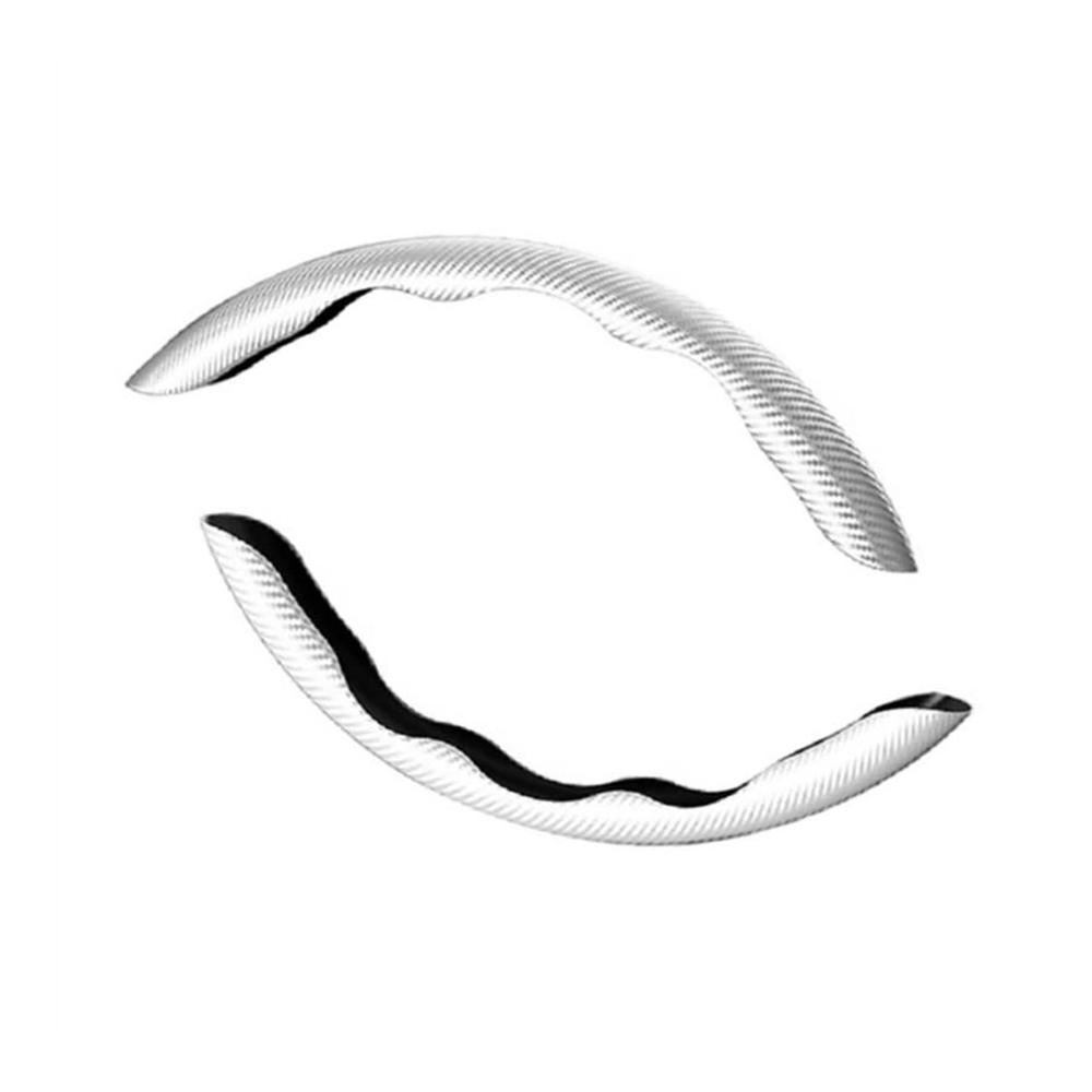 Universelle Lenkradhüllen 2-teilig in Weiß Carbonfaser-Optik für Autos – Rutschfestes Lenkrad-Accessoire elegantes Dekorationszubehör