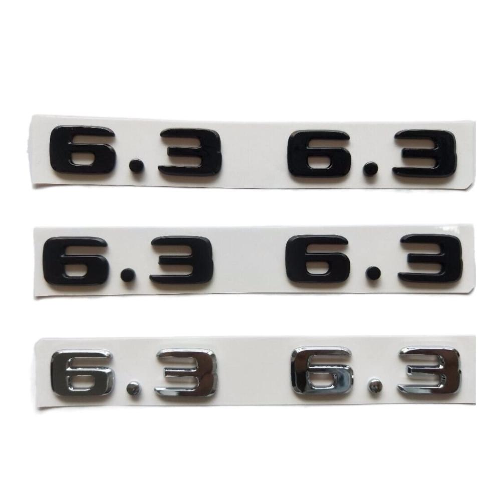 Glänzende und matte Chrom-Embleme Nummer 6 für Mercedes Benz AMG W207 W211 W212 W203 W204 W205 C63 E63 – Hochwertige schwarze Option (Glossy Black)