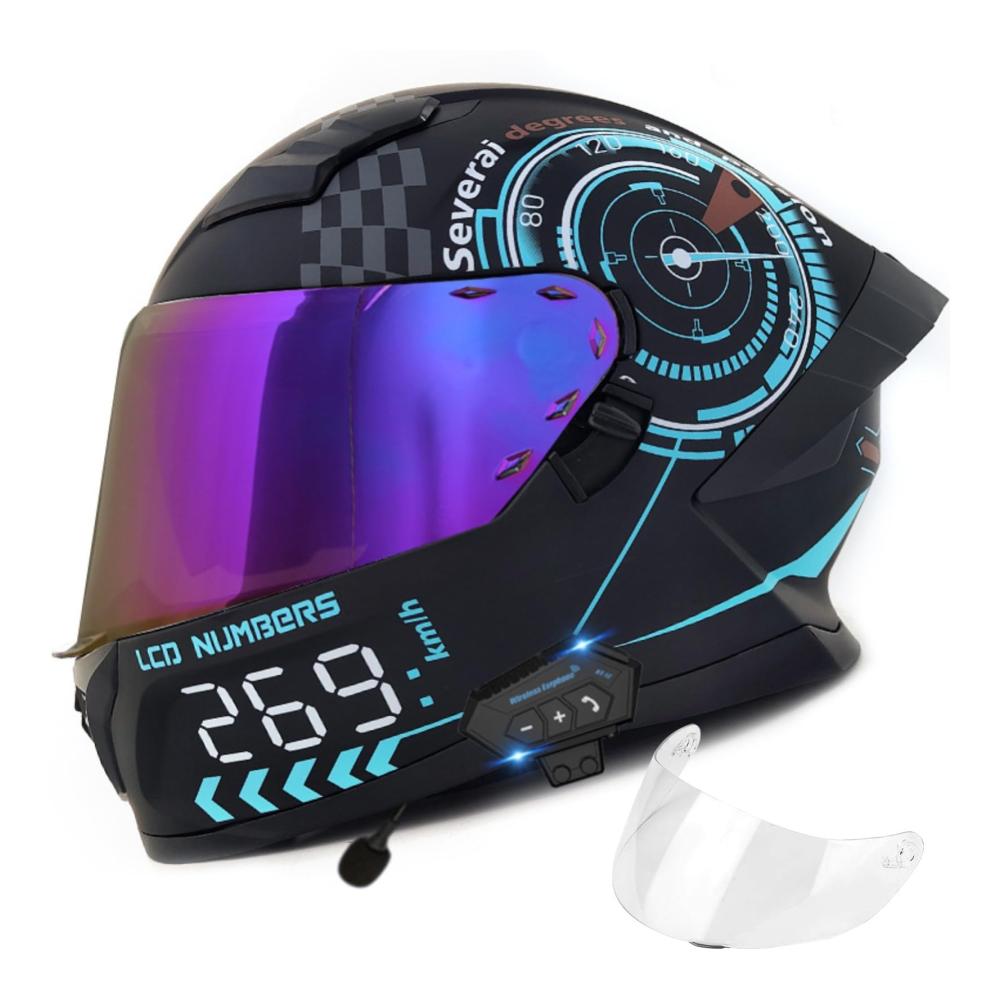 Motorrad-Integralhelme mit Bluetooth DOT/ECE-geprüft Antibeschlag-Doppelvisier Mikrofon für Erwachsene Männer & Frauen – Sicherheit & Komfort vereint