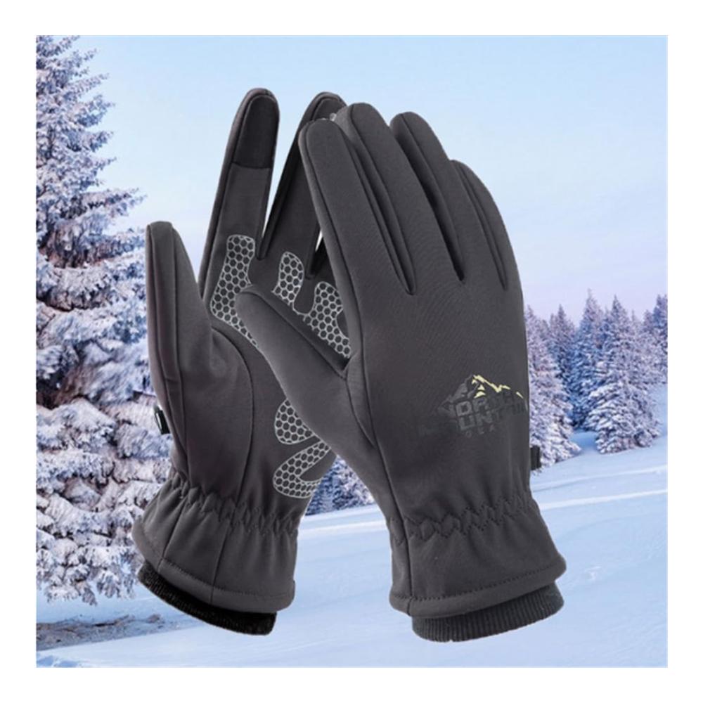 Outdoor-Sport-Handschuhe für Winteraktivitäten – Velvet Warm Ski- und Reithandschuhe Anti-Rutsch Touchscreen-kompatibel wasserdicht (Grau)