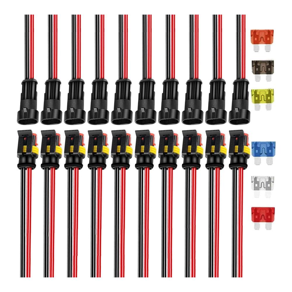 Zündkerzenstecker 2-Pin Wasserdichter Kabelverbinder 12V-24V Auto Motorrad Scooter LKW Stecker Schnellanschluss Male & Female 10 Paar