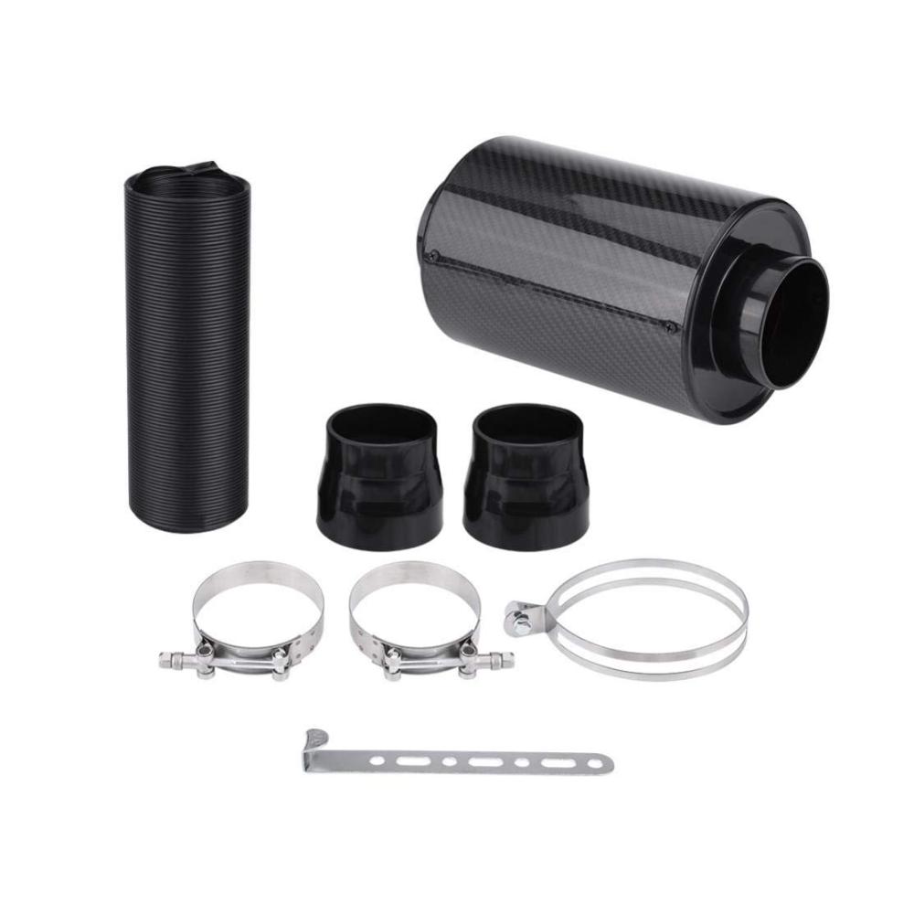 Kaltluftfilter-Induktionskit 76 mm Universal-Kohlefaser 3-Punkt-Ram-Filterbox mit Ansaugschlauch – Hochleistungs-Lufteinlässe für optimierte Luftzufuhr