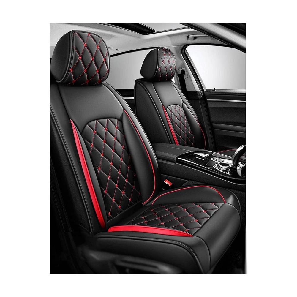 Universal-Sitzbezug Komplett-Set für BMW X5 2006-2024 | Schonbezüge für Vordersitze & Rückbank | Wasserdichter Leder-Autositzbezug Airbag-geeignet 5-Sitzer (Rot)