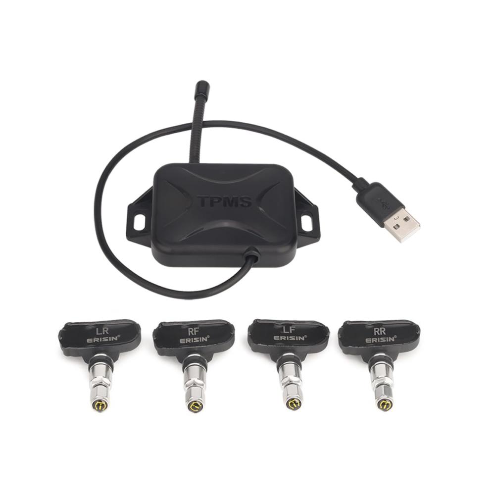 TPMS Reifendruck-Kontrollsystem Werkzeuge mit internem Sensoradapter Android 10 Display Soundalarm und USB-Schnittstelle – Plug & Play einfach zu installieren