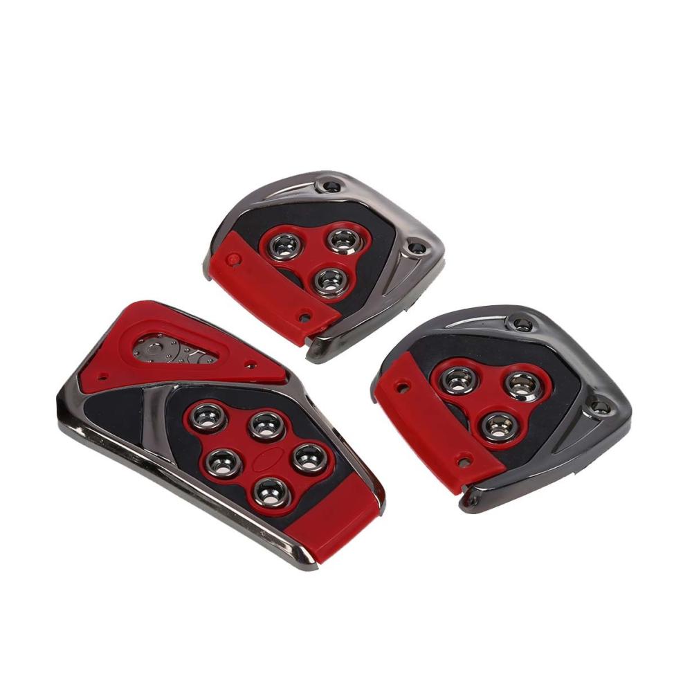Rot Schwarz rutschfeste Pedal Auflage Abdeckung 3 Stück für MT Selbst Auto Universal Schutz für Gaspedal Bremspedal und Kupplung Hochwertige Materialqualität