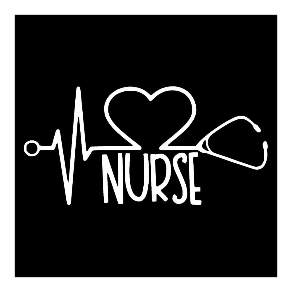 Auto Aufkleber Krankenschwester Liebe – Wasserdichtes PVC Abziehbild 15 cm * 7 cm Personalisierbar für Notebook LKW Motorrad Autozubehör Weiß