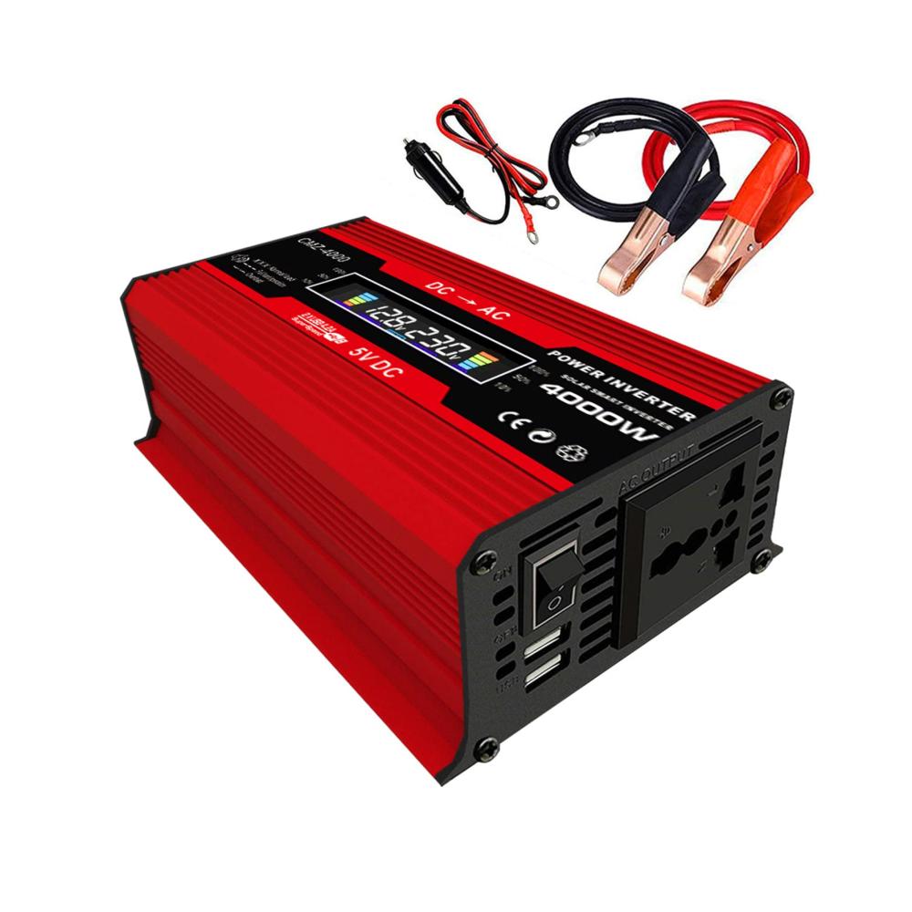 Wechselrichter 300W DC 12V auf AC 220V Spannungswandler mit 12V Zigarettenanzünder-Adapter & 2 USB-Ladeanschlüsse für Auto und Camping